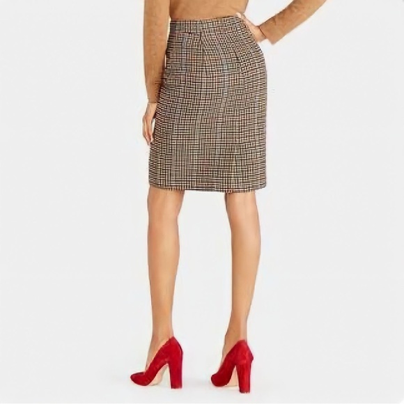 J. Crew Houndstooth Pencil Skirt in Brown and Black - Picture 2 of 7